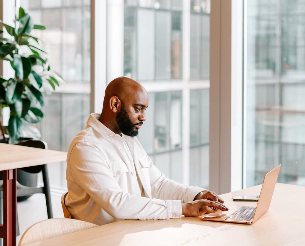 man working on a laptop