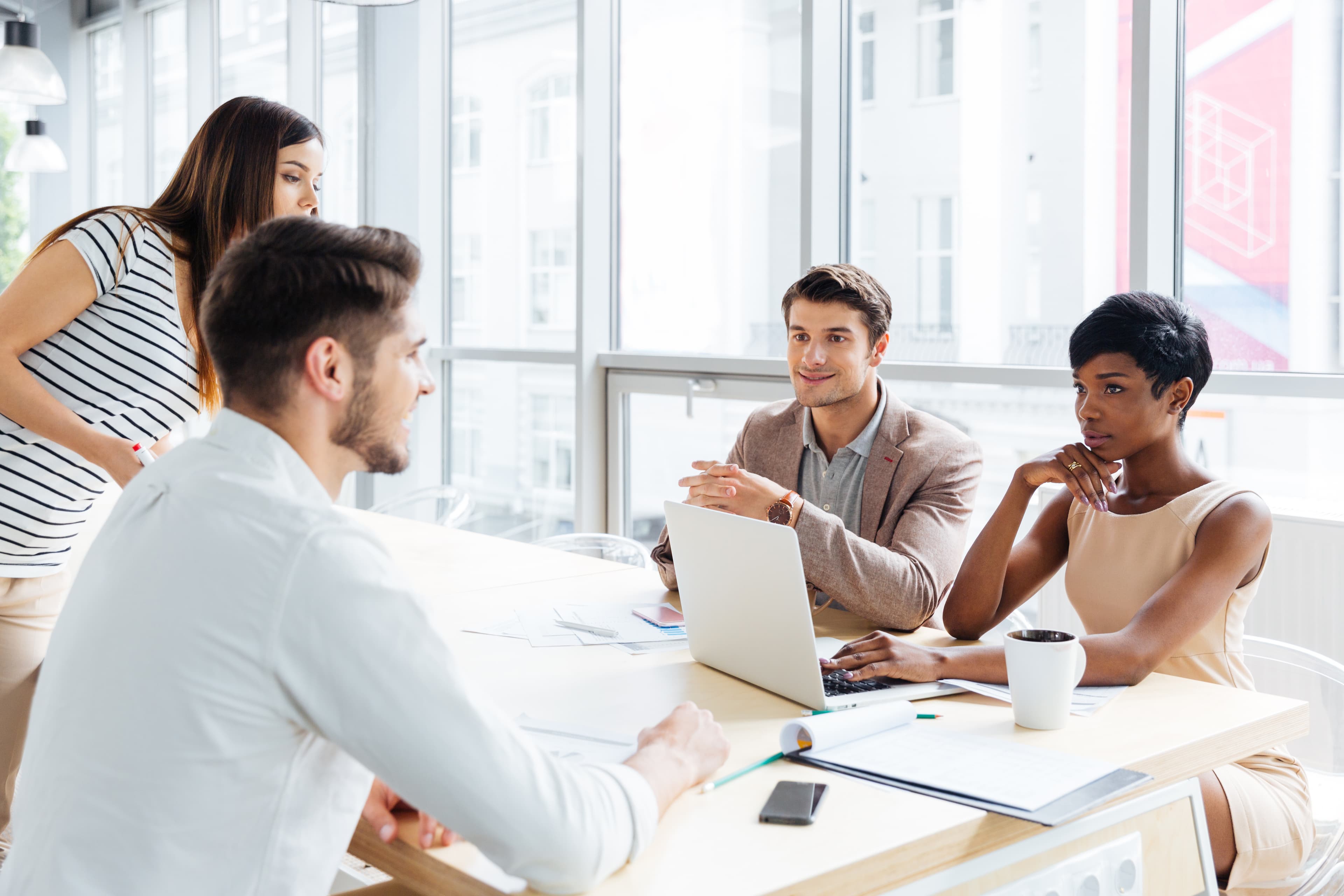 Business people talking and working together in office